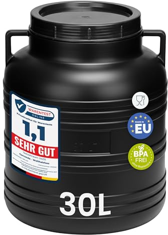 Garronda 30L Weithalsfass Futtertonne Lebensmittelfass Schwarz GD-0078 | BPA-frei, mit Deckel, als Regenwassertonne, Wasserfass und Universalfass für Garten, Haushalt und Lebensmittelaufbewahrung