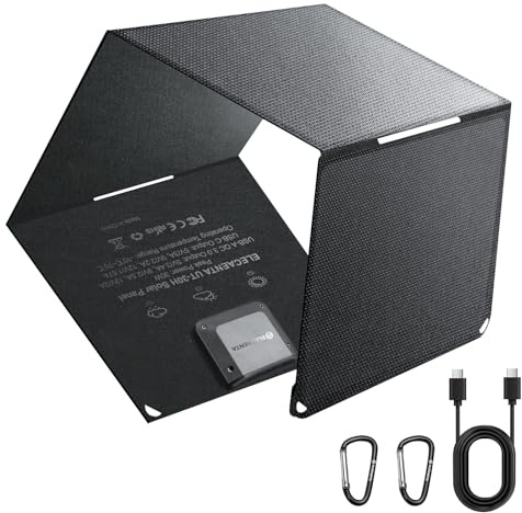ELECAENTA Panel Solar Portátil 30W HPBC, Puertos USB-C y USB-A, 0,5KG | HPBC 25,4% Eficiencia, Plegable Ultra-Ligero 0,5kg, ETFE Impermeable IP68, USB-C PD + USB-A QC3.0, Camping Senderismo Viaje