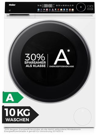 Haier Frontlader Waschmaschine 10kg G7 Serie HW100-B14667U1 | A -30%, 1.400 U/Min., AI Power DD Motor, Smart AI, Expressprogramm, Aquastop, Hygiene-Technologien, Wi-Fi