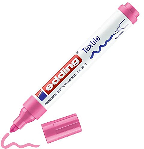 edding 4500 Textilmarker - pink - 1 Stift - Rundspitze 2-3 mm - Textilstifte waschmaschinenfest (60 °C) zum Stoff bemalen - Stoffmalstift