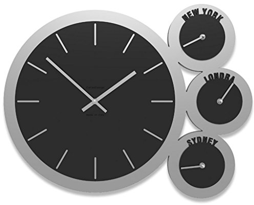 CalleaDesign - Orologio da ufficio London con fusi orari - alluminio