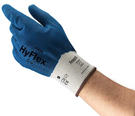 Ansell HyFlex 11-919 Work Gloves for Oily Environments, Mechanics Glove for Multi-Purpose, Second Skin Feel Liner, Mechanical Protection, Reusable, Men Women, Size XL (12 Pairs)