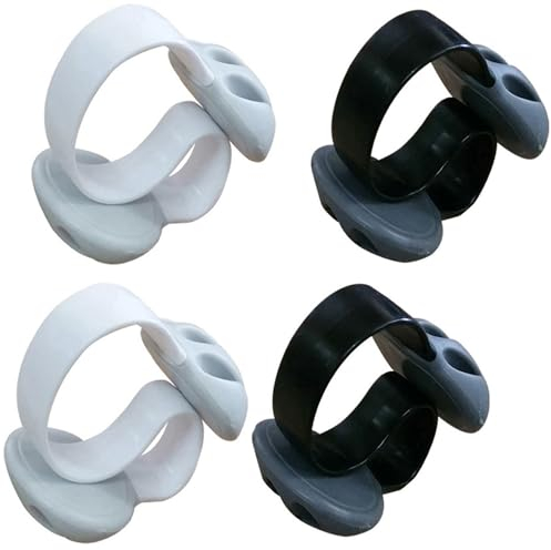Coralpearl Desk Cable Drop Clips Non-Adhesive, Table Cord Stay Holder Weighted, Small Wire Management Clamp Removable, Silicone Tidy Organizer Keeper for Phone Computer Chargers (2 Black + 2 White)