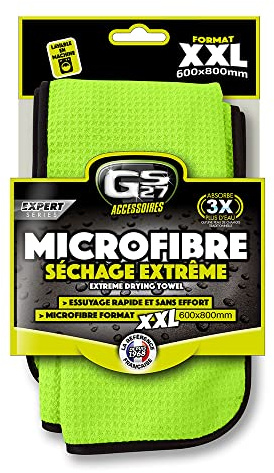 GS27 - Microfibre Séchage Extrême - Chiffon Microfibre Voiture - Taille XXL (60 cm x 80 cm), Vert