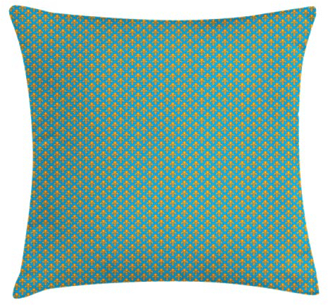 ABAKUHAUS Fleur De Lis Kissenbezug, Königliche heraldische Lilien, Dekorativer Kopfkissenhülle mit Beidseitiger Druck, 50 x 50 cm, Orange Sea Blue