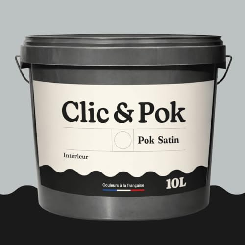 POK SATIN Peinture Mur Plafond – Intérieure Satinée, Lessivable, Multisupport - Gris Perle 100m² - 10L