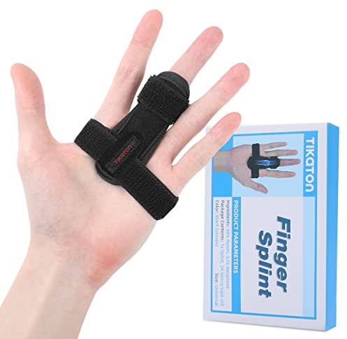 Tikaton Trigger Finger Splint, Justerbart stöd, Finger Support, Lindra fingerlåsning, Bursts, Böjning, Tendinit, Stelhet, Smärtlindring - Vänster eller Höger Hand