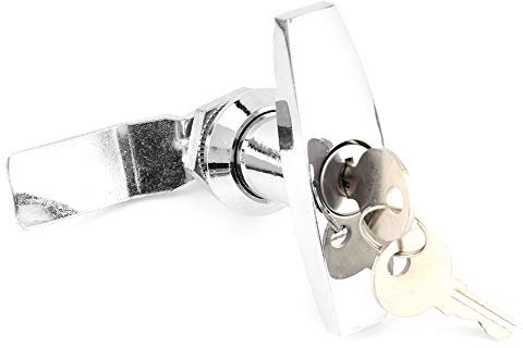 Juego de cerradura con manija en T Plateado, negro, cerradura con manija en T fijada a la caja de herramientas trasera Cerradura de puerta de garaje (plateada) Manija Pestillo Manija de puerta Pestill