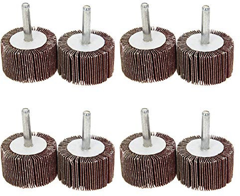 Utoolmart Roues à lamelles montées sur tige avec mandrin avec tête de meulage de 40 mm, roue de ponçage abrasive, polissage rotatif, kit d'accessoires utilisés pour le meulage de 8 pièces