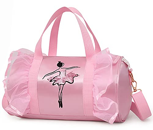CSPone Tanztasche Balletttasche Mädchen Handtasche Kindertasche Umhängetaschen Crossbody Sporttasche Mädchen Kinder Pink Rosa Weihnachtsgeschenke Ballett tasche für Mädchens Kinder Ballett Tasche