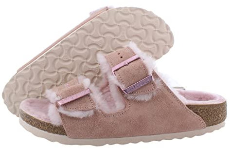 Birkenstock Arizona Shearling Suede Leather Narrow Women | Light Rose (1020389) (8, Light Rose)