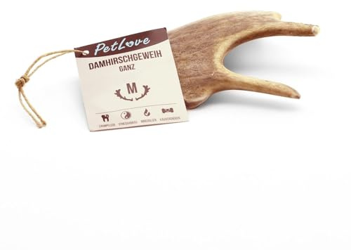 PetLove Damhirsch Geweihstange für Hunde & Welpen, M (75–150 g) | Natürliches Damhirschgeweih für Hunde & Welpen, langlebiger Geweihsnack, splitterarm, Kauspielzeug ohne Zusätze