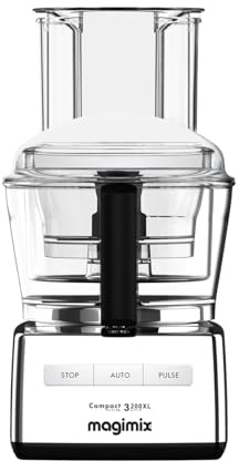 Magimix Robot de Cuisine multifonction 3200 Chrome Brillant Compact Bol 2.6L - Hachoir, Blender - Fabriqué en France