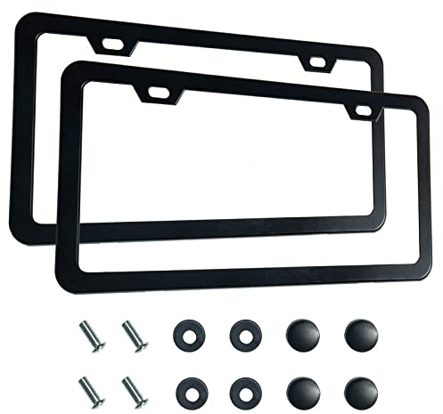 2 st premium matt svart registreringsskylt, 2 hål massiv rostfri registreringsskylt i aluminium, universell registreringsskylt för bil för kvinnor och män inkluderade skruvar, av Lengnoyp
