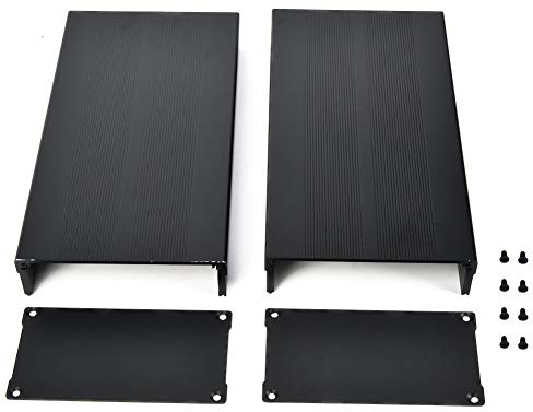 Yuecoom Projektbox aus Aluminiumlegierung, 55 x 106 x 200 mm, sandschwarzes Gehäuse, elektronisches Schutzgehäuse, wärmeableitende Anschlussdose