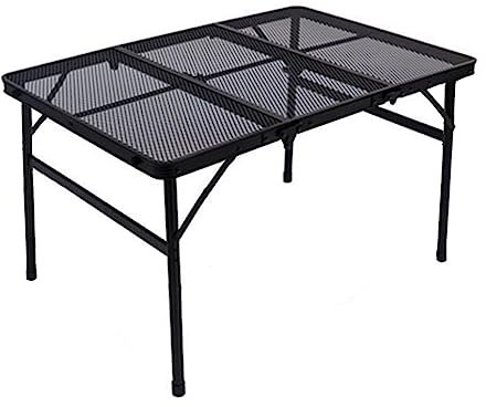 ZzZana 3-Fach Zusammenklappbar Tragbar Camping-Tisch, Leichtes Gewicht Aluminium Metall Grillständer Tisch, für Garten, Terrasse, BBQ, Party, mit Höhenverstellbaren Beinen