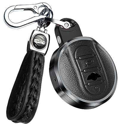 ontto Autoschlüssel Hülle Passt für BMW Mini Schlüssel hülle Metall Leder Schutzhülle für Mini F54 F55 F56 F57 F60 Cooper S Clubman Cabrio Countryman Schlüsselanhänger Zubehör 3-Tasten-A Schwarz