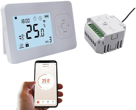 Hochwertige Heizung – Basic-Thermostat in Weiß – inklusive Aufputzempfänger TC-05 – WLAN-Modell