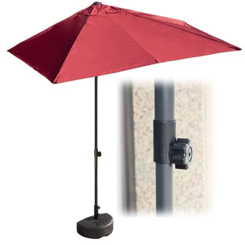 DSKJHI 170 bis 255 cm Höhenverstellbarer Sonnenschirm Halb Rechteckig für die Wand Balkonschirm Terrassenschirm, Wasserfestes Polyester, 5 Rippen, 5 Farben (Farbe : Rot)