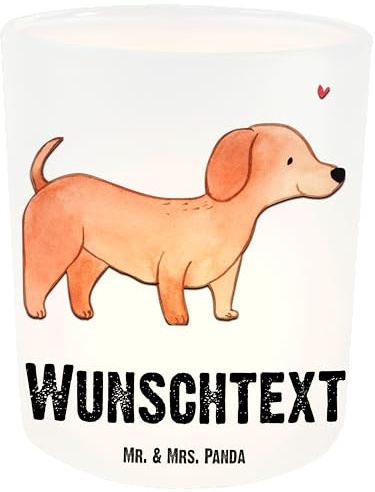 Mr. & Mrs. Panda Personalisiertes Windlicht Dackel Kurzhaardackel Lebensretter - Personalisierte Geschenke, Teckel, Windlichter mit Namen, Teelichthalter, Dachshund, Kerzengläser, Windglas, Geschenk