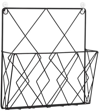 BURLOE Hängender Zeitungsständer, Zeitschriftenhalter Aus Metall Zeitungshalter Zeitungskorb Wandmontierter Zeitungsständer Mit Haken Bücher Bürounterlagen,Schwarz