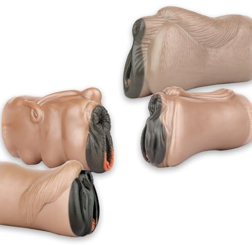 Hmxseu Realistische Tier Pferd Muschi Masturbatoren 4-Stile Manueller Cup-Masturbator Silikon Pocket Pussy 3D Zweikanal Taschenmuschi Penis Masturbator Fetisch Stimulierendes Sex Toy für Männer (2314)