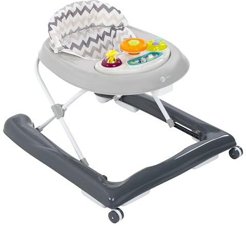 MyChild Wizzy Walker - Grey - Activity Centre Baby Walker - Easy fold Frame for Storage - 6 Months + Anti Fall Blocks for Extra Safety and 3 Height Adjustment.