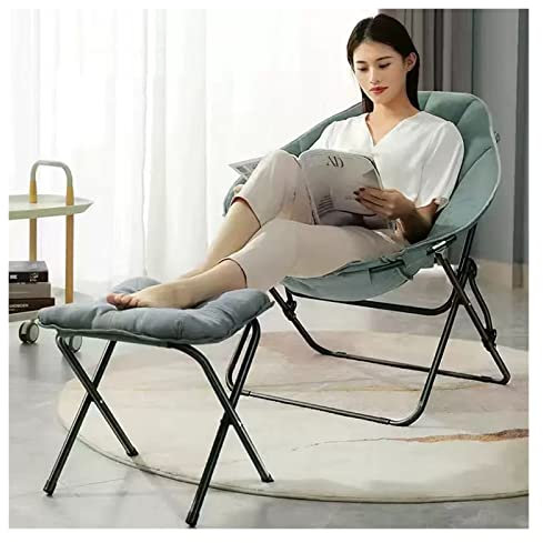 Moon Saucer Chair, Butterfly-Stuhl für Erwachsene, klappbare Saucer Chairs, übergroßer Saucer Chair, bequemer Klappstuhl fürs Schlafzimmer, klappbares Loungesessel- und Fußhocker-Set für Teenager