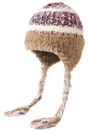 WUOHDW Wintermütze für Damen, Sherpa-Mütze, Wintermütze, Ohrenklappe, Strickmütze, Ski-, Schneemütze, Strickmütze, Totenkopfmütze, kaltes Wetter, warme Mütze