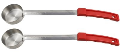 HEVSTIL 2 PCS 2 Ounce Stainless Steel Food Portioner Solid Portion Control Serving Spoons for Food Pizza Sauce Serving Scoop Portion Ladle Red