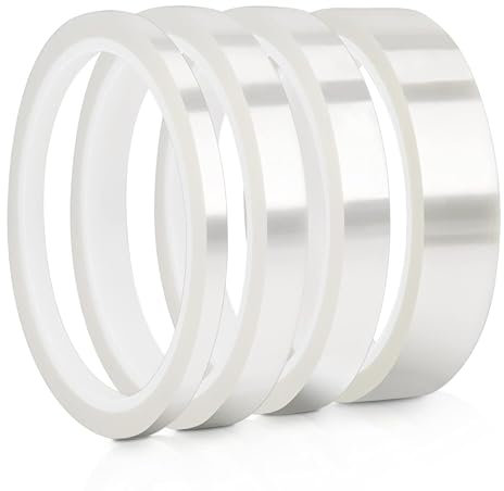 olyee 4 Rolls Heat Tape Sublimation, 4 Different Sizes High Temperature Heat Resistant Tape, Transfer Heat Press Tape for Sublimation Tote Bags Blanks Ink Mugs Electronics Printing DIY Crafts