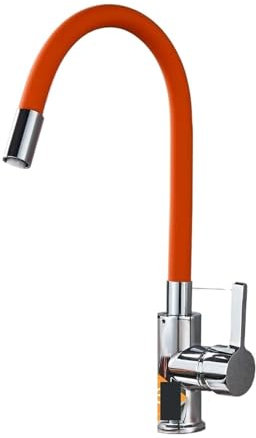 Mezcla fría y caliente del tubo del grifo del fregadero de la cocina del cuello flexible del tubo azul(Orange)