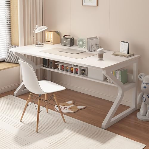 BK&MF Escritorio Moderno Simple para Ordenador,con Almacenamiento Escritorio Portátil Gaming Mesa de Estudio para portátil Ahorro de Espacio para Oficina en casa,A,120x60x75cm(47x24x30inch)