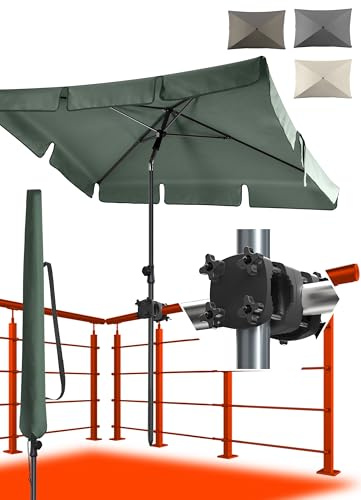 4smile SunnyShade Sonnenschirm Balkon mit Halterung im 3-er-Set, UPF 50+, Balkonschirm mit Sonnenschirmhalter, Sonnenschirm rechteckig, Sonnenschutz Balkon, für Balkongeländer