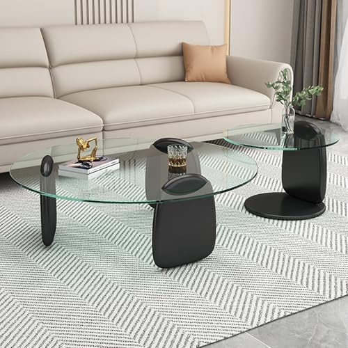 Eine Kaffeetisch Kombination Aus Gehärtetem Glas, Couchtisch Klein for Das Wohnzimmer,Mit Gestaffelten Höhen, Schafft EIN Reichhaltiges Raumerlebnis.Geeignet for Büros und Empfangsbereiche(White)