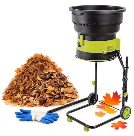 Trituratore Elettrico da Giardino 2500W, Biotrituratore per Foglie 8000RPM, Riduzione 17:1, Hopper 54CM, Sacco Raccoglitore, Ruote Robuste e Protezione Sovraccarico(Powercordx50m)