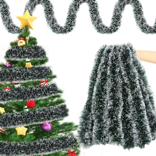 15m Christmas Girlande Weihnachten, Nicht Beleuchtete Künstliche Grüne Piniengirlande, Weihnachtsdeko Girlanden, Weihnachtsgirlande, Tannengirland Girlande für Treppe, Kamin und Party (Dark Green)