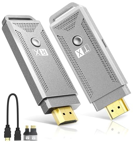 Transmisor y receptor HDMI inalámbrico [100 m, 4K a 1080p], 2,4 G/5 G de doble banda HDMI, transmisión inalámbrica Plug & Play para streaming de audio de ordenador portátil/PC/TV Box a monitor/TV
