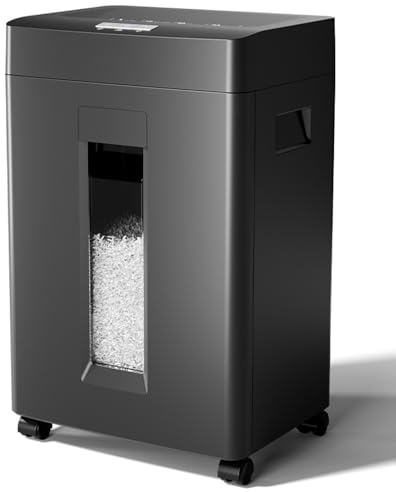 8-sheet Cut Paper Shredder Heavy Duty for Home Office Use, Automatic Sensing Shredded Paper Machine with 23L Pull Out Bin, One-touch Forward/reverse, 2 * 12mm Shredding Effect