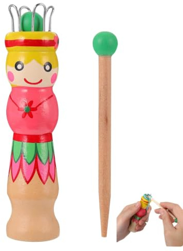 jojofuny Wooden French Knitting Dolly Kit for Yarn Wool Crafts | Painted Mini Bobbin Maker with Needle for Wool Cord Projects, Beginner Craft Sessions and Small Handwork Practice