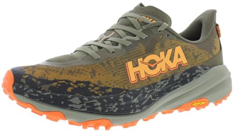 HOKA Speedgoat 6 Mens Shoes Size 9.5, Color: Antique Olive/Squash