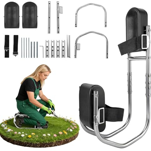 RANJIMA Panca per giardinaggio con funzione di seduta, ginocchiera portatile e ginocchiere, panca ergonomica da giardino pieghevole, stabile fino a circa 150 kg, protezione per ginocchia in giardino