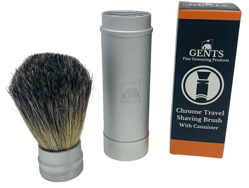 Gents Collapsible Badger Hair Shaving Brush - Retractable Travel Shaving Brush with Silver Metal Handle - Portable Wet Shave Brush for Men