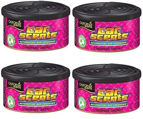 California Scents CCS-407TR MC Air Freshener, Coronado Cherry (Pack of 4) Lasts up for 60 Days Refreshing Fragrance, Environmentally Friendly, Light Weight Organic Product, Recyclable, Adjustable Vented Lid, Tray of 4 Canisters, Use for Home Car Van Office