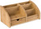OSCO Bamboo Desk Organiser | 6 Compartments | 1 Drawer | Office Tidy | Stationery Storage | Pen Holder | Makeup sorter | Cosmetics Display | H17.7 x W27 x D14 cm |