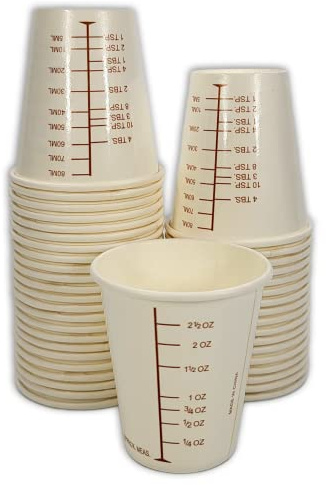 50 3oz Coated Paper Graduated Measuring Cups for Mixing Paint, Stain, Epoxy, Resin; Disposable, Recyleable, from Renewable Resource Bamboo, Wax Coated by NetSellsIt