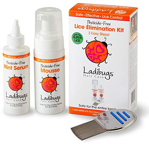 LADIBUGS One and Done Lice Treatment Kit - 3-Step Elimination - Comb, Mousse, Serum | Natural & Effective Head Lice & Nit Fix | Safe Removal for Kids, Family | Clinic Preferred, Nurse Approved