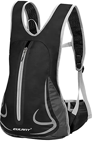 EULANT Wasserdicht Laufrucksack 15L,Klein Skirucksack,Kleiner Wanderrucksack,Fahrrad Rucksack,Leicht Sport Rucksack für Skifahren Camping Bergsteigen Radfahren Joggen Einkaufen Schule, Schwarz
