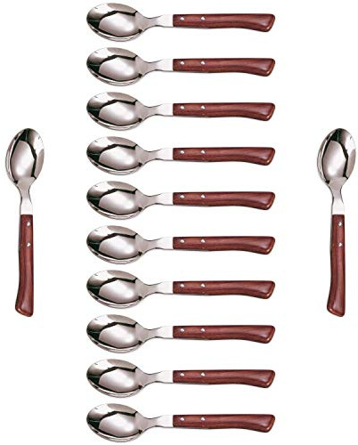 Arcos Serie Cuchillos de Mesa Caja 12 uds Cuchara Mesa, Cuchara de Acero Inoxidable 18/10 de 205 mm, Mango Madera Comprimida Color marrón (12 UDS)