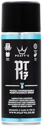 Peaty's PT17 General Bike Maintenance Spray - PTFE Free Bike Frame Protection, Protect & Lubricant Spray, Drives Out Moisture and Frees Seized Parts, Carbon Safe for MTB, Road, Gravel & E-Bikes, 400ml
